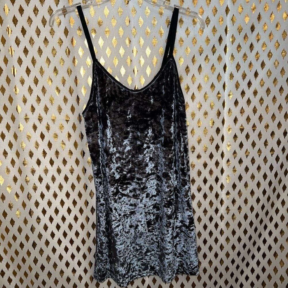 Topshop grey velvet slip dress minidress size 4